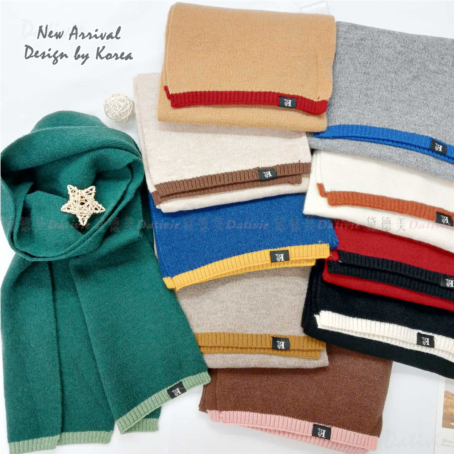 韓國 素色 拼色 男女適用 類羊毛 十色 圍巾