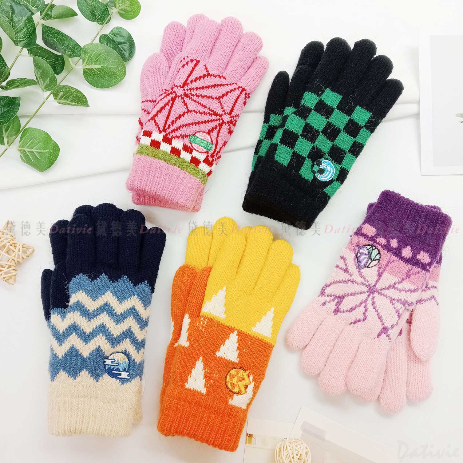 大童冬季雙層刺繡手套 五款-和柄系列 CERF BELL
