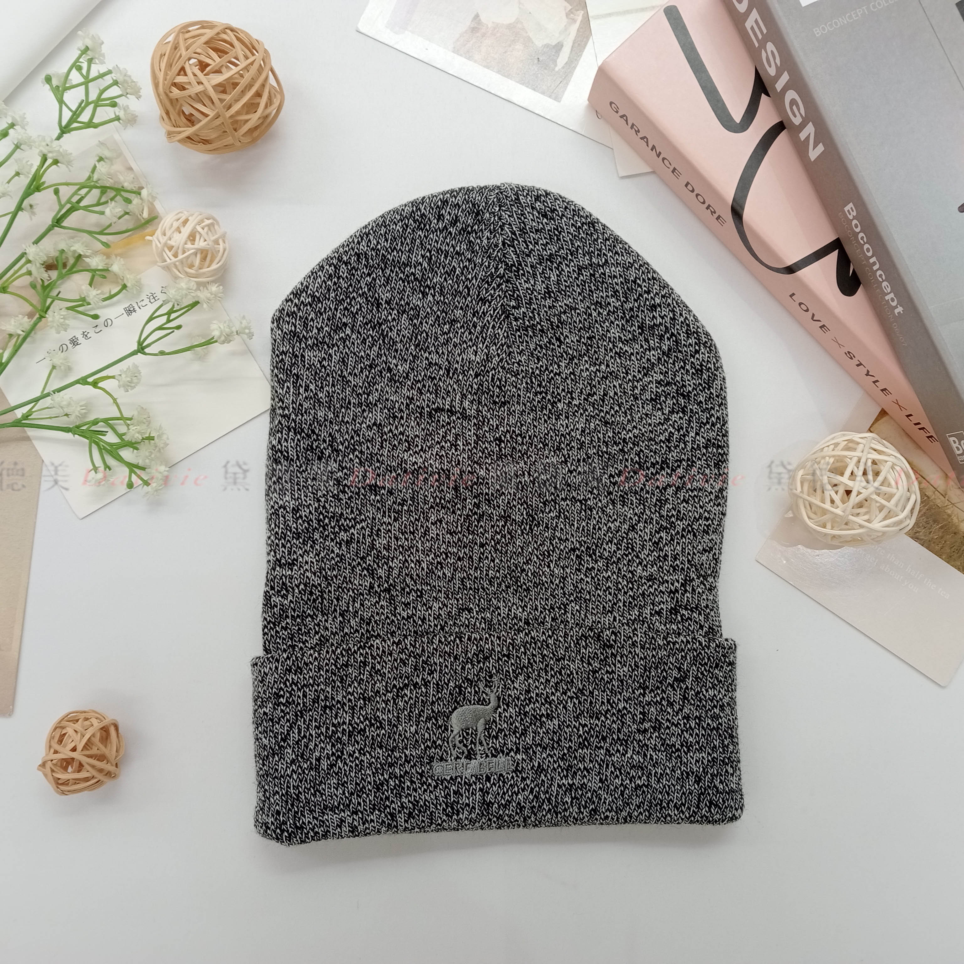 刺繡麋鹿單層針織帽-CERF BELL 臺灣製造