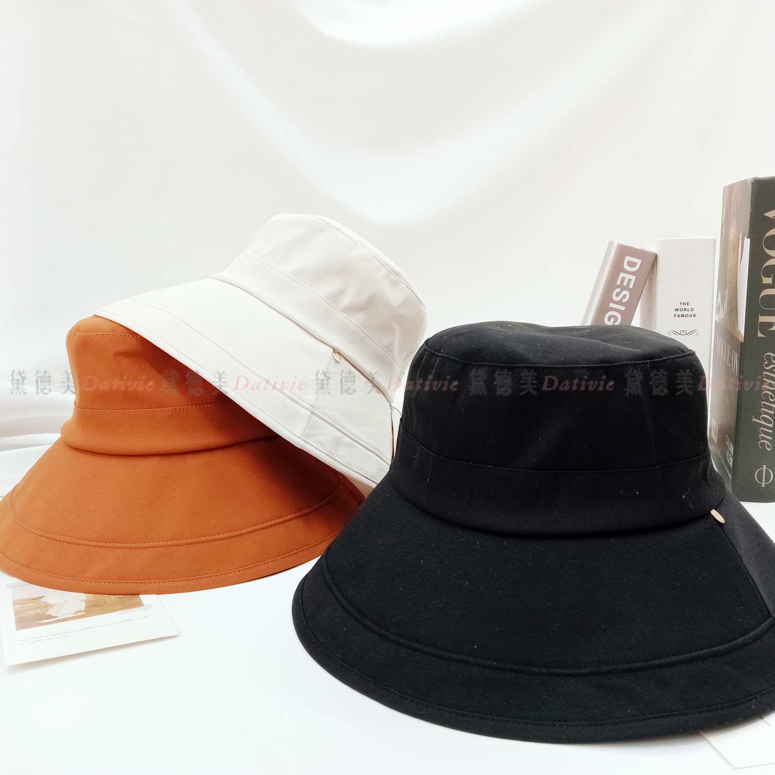 蝴蝶結素面遮陽帽 三色-韓國設計