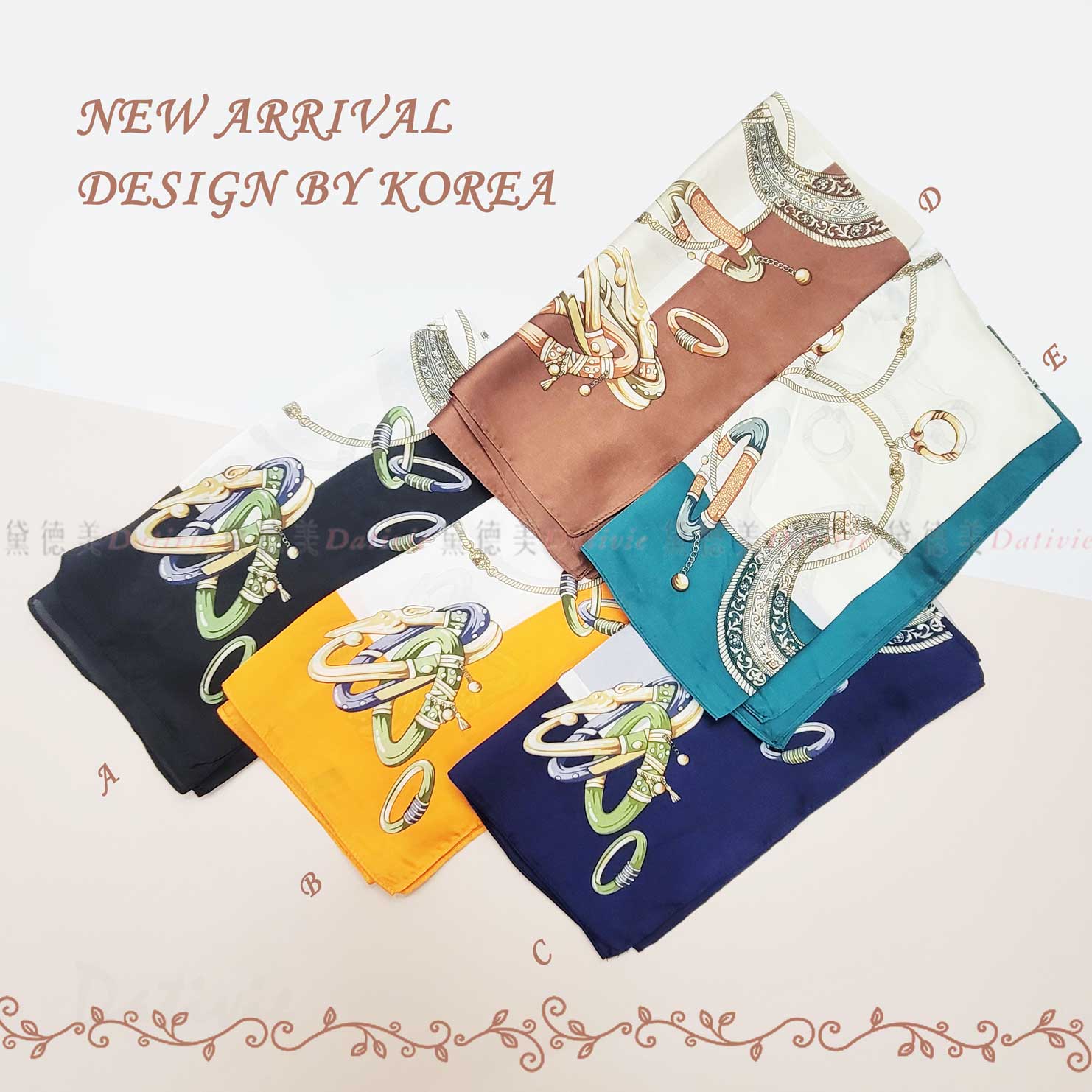 韓國 華麗 鎖鏈 五色 絲巾