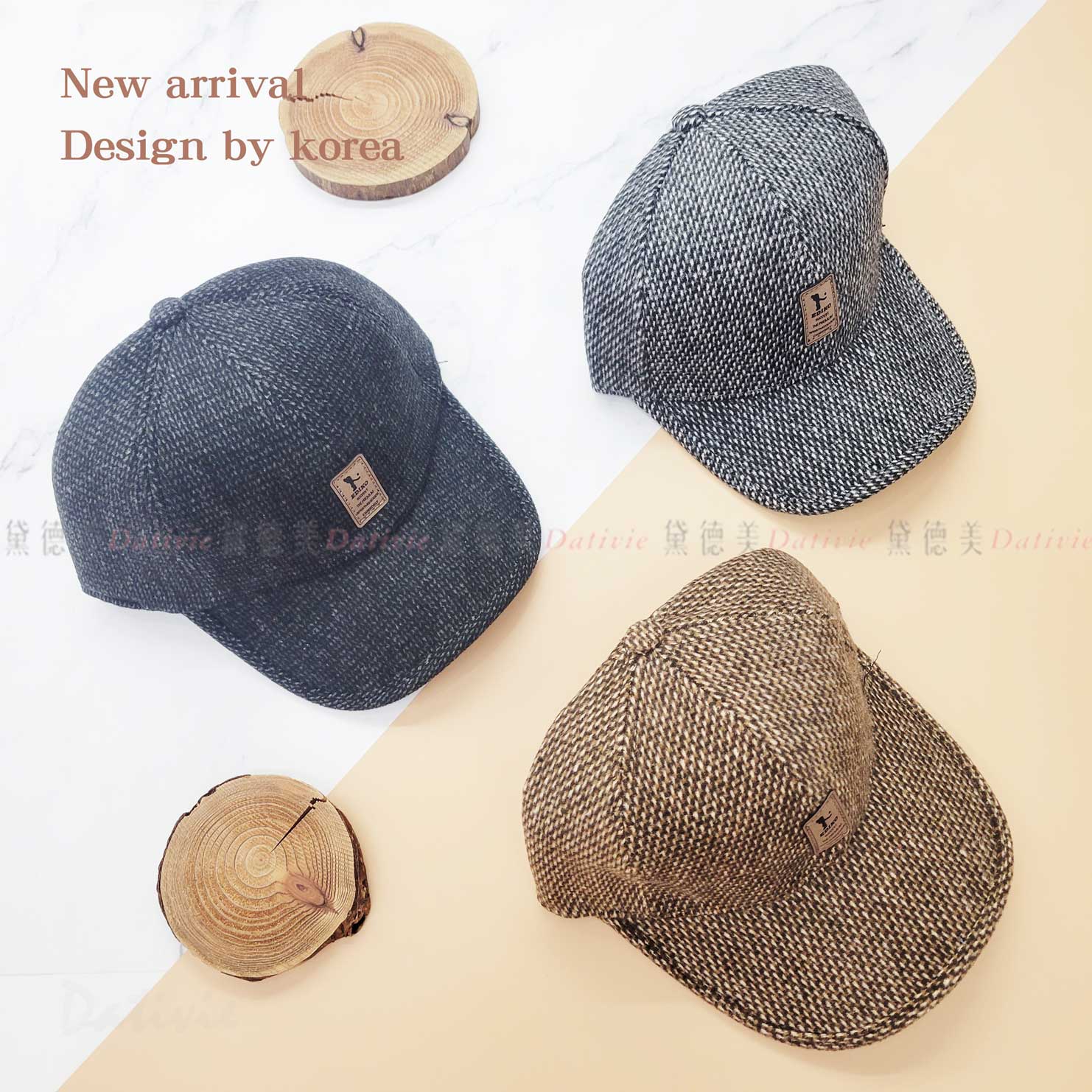 冬季混色護耳棒球帽 三色-韓國設計