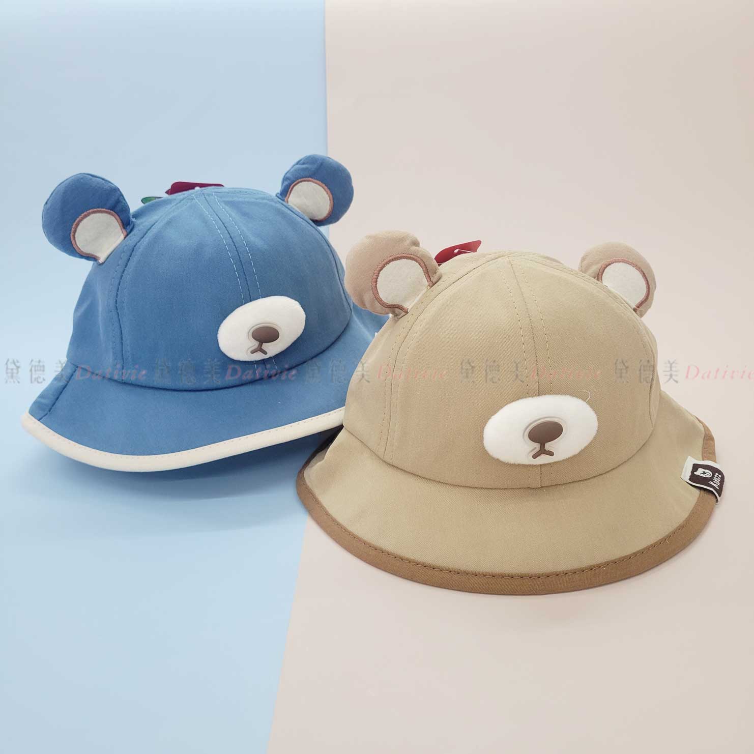 兒童 漁夫帽 小熊 立體 造型 兩色 附彈性繩-臺灣監製