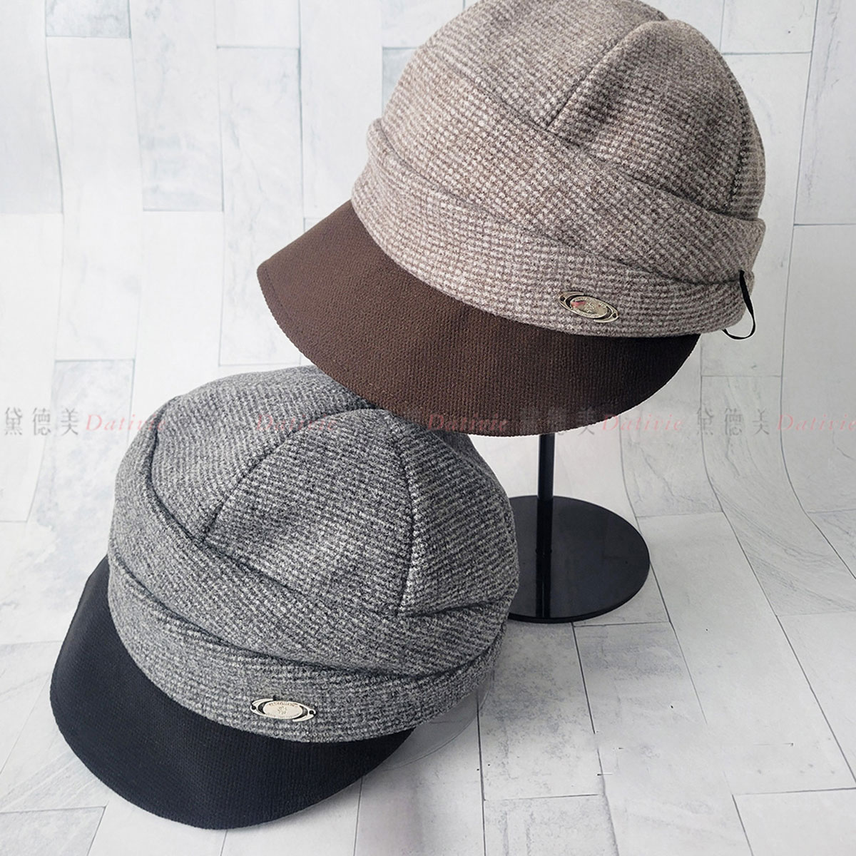 時尚 百搭 小臉 短帽沿 毛帽