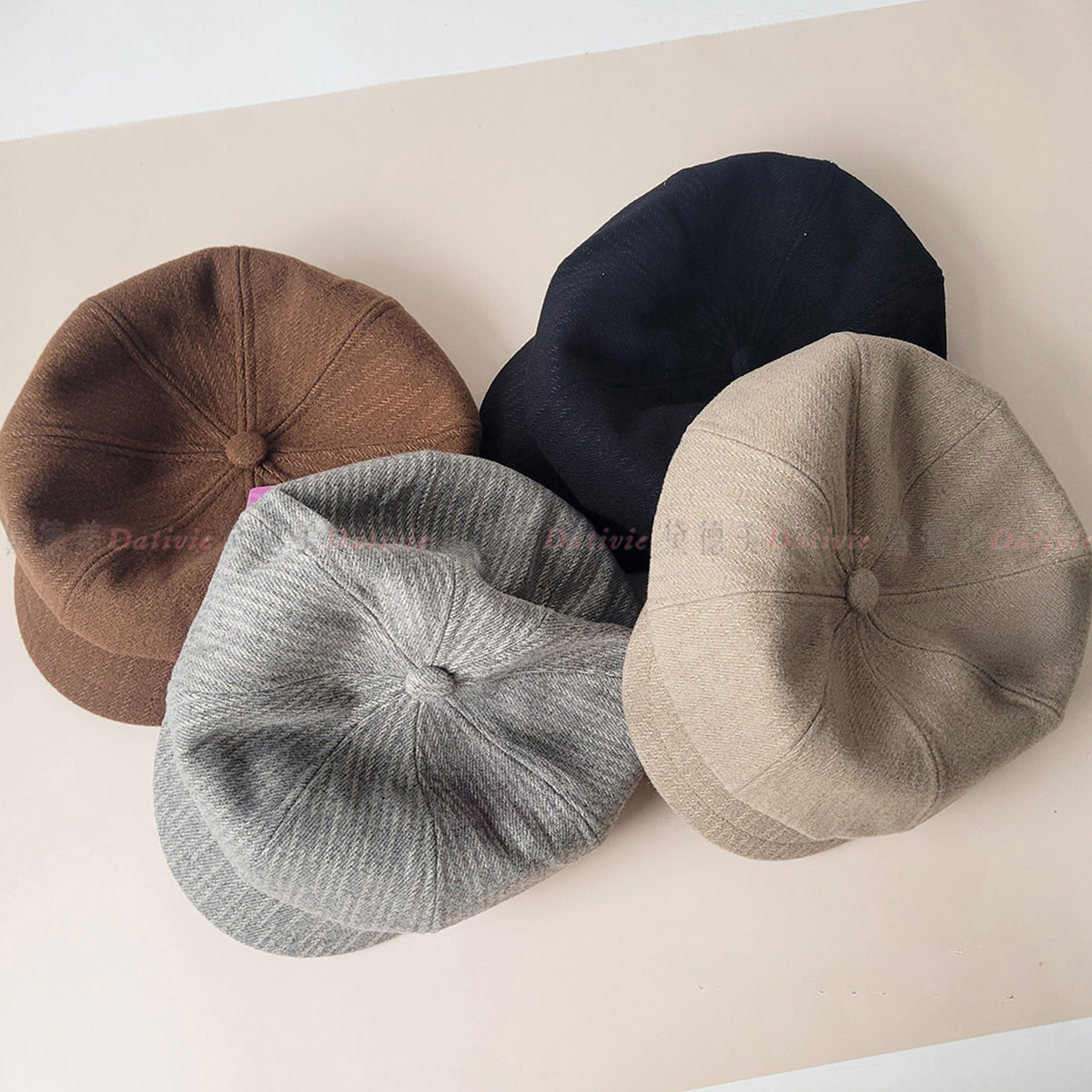 簡約 素色 毛呢 保暖 報童帽