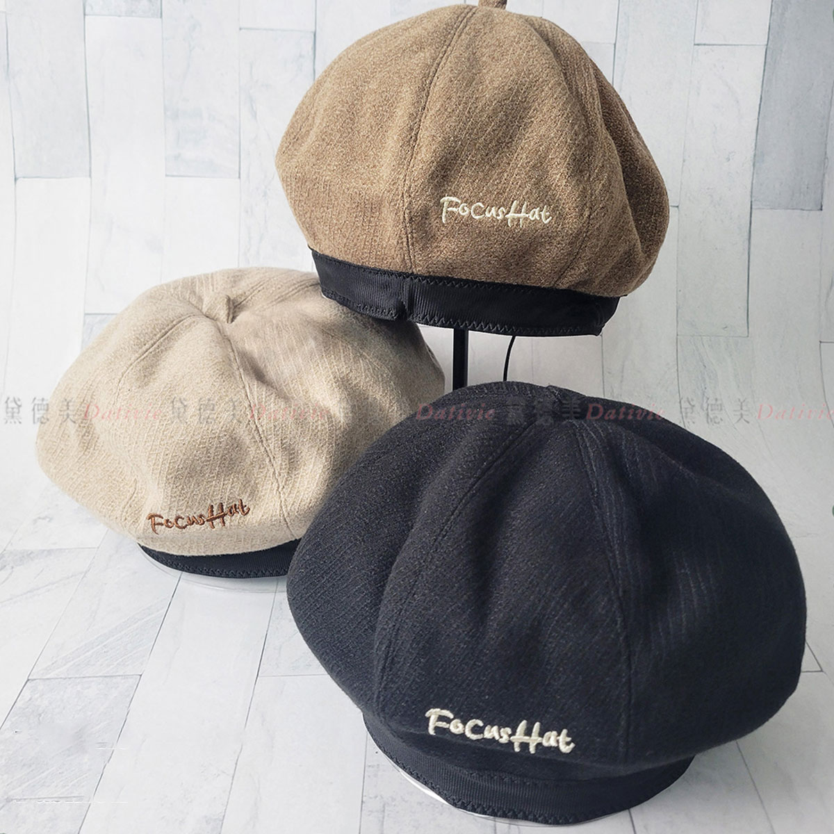 簡約 素色 毛呢 保暖 畫家帽