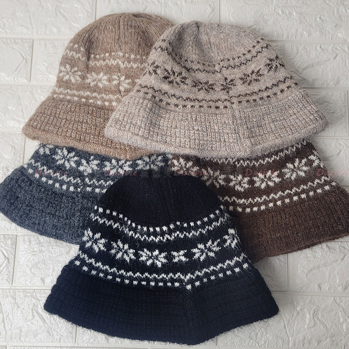 氣質 雪花 印花 保暖 漁夫帽