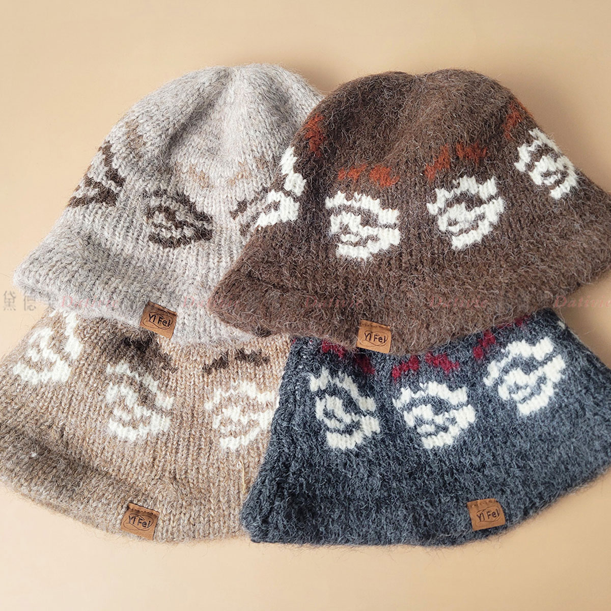 優雅 玫瑰 印花 保暖 漁夫帽