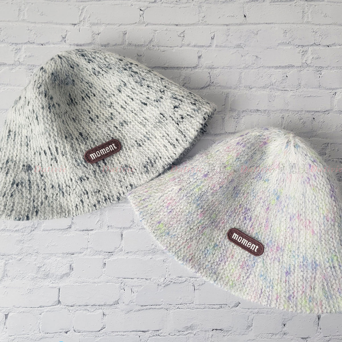 編織 混色 文字 保暖 漁夫帽