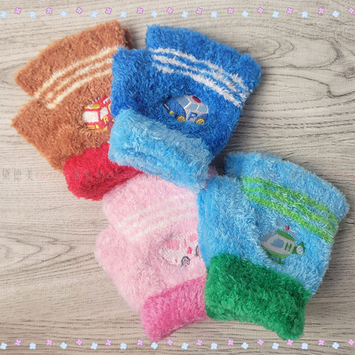 兒童 刺繡 車車 半指 手套 12cm