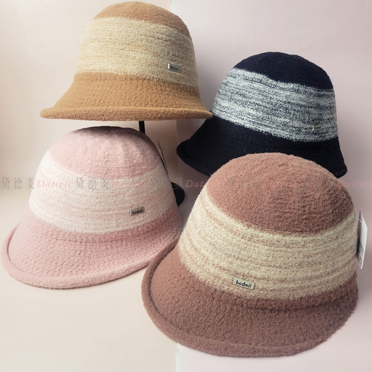 簡約 雙色 內加絨 漁夫帽