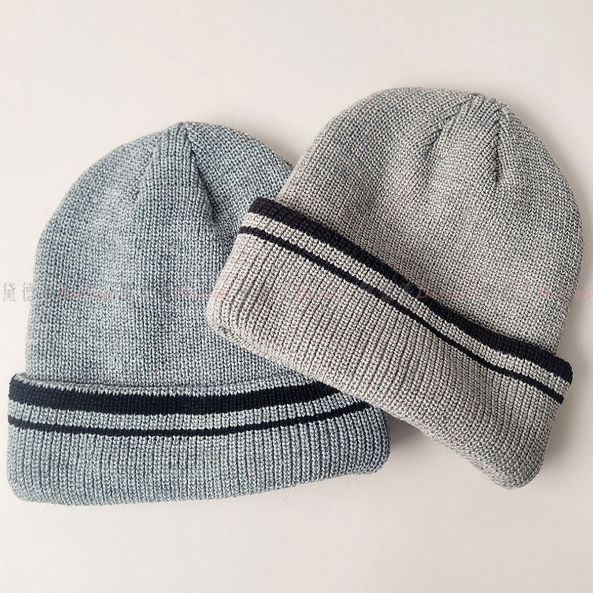 條紋 針織 內刷毛 毛帽