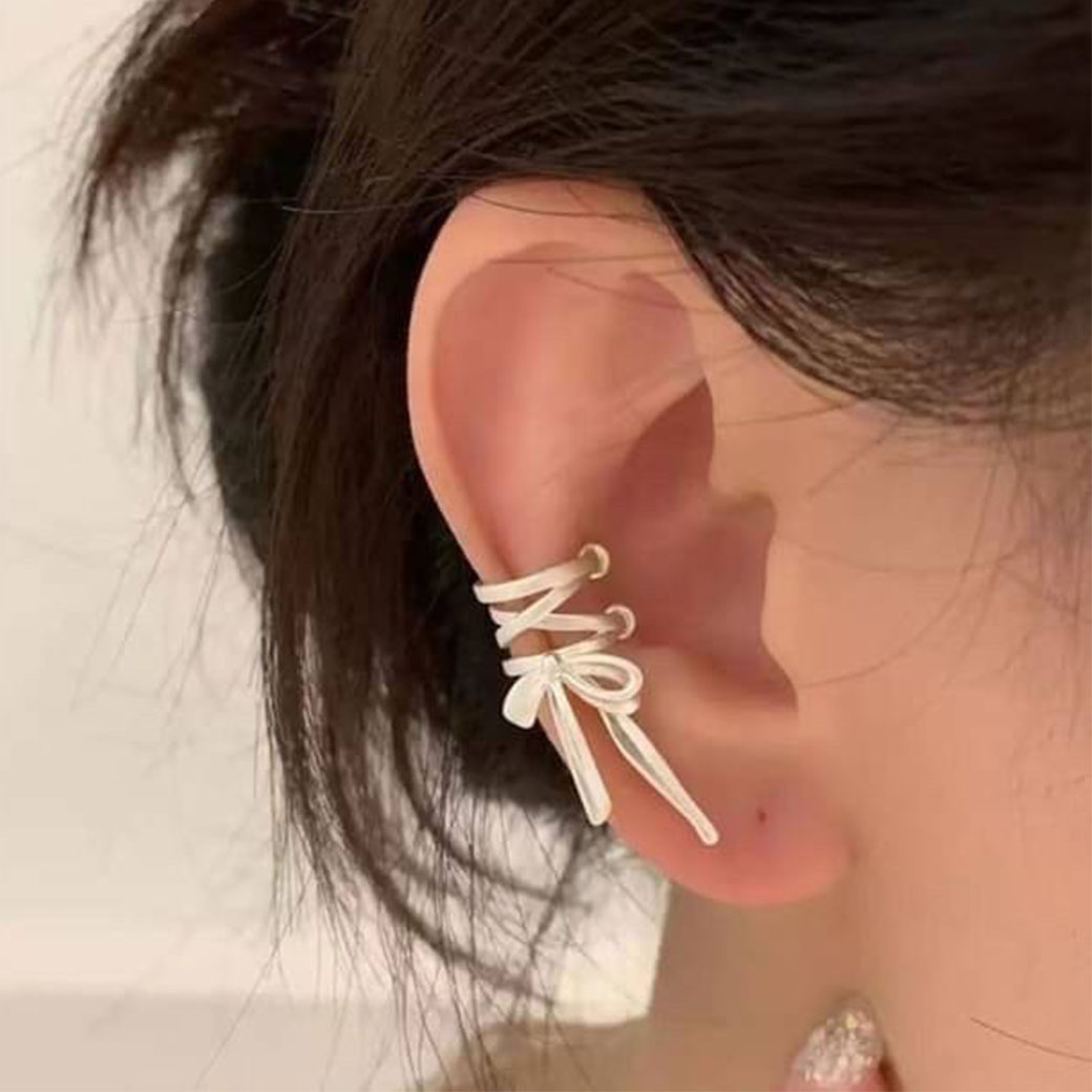 預購-泰國 全925純銀耳骨夾 甜美綁帶蝴蝶結耳骨夾(對)