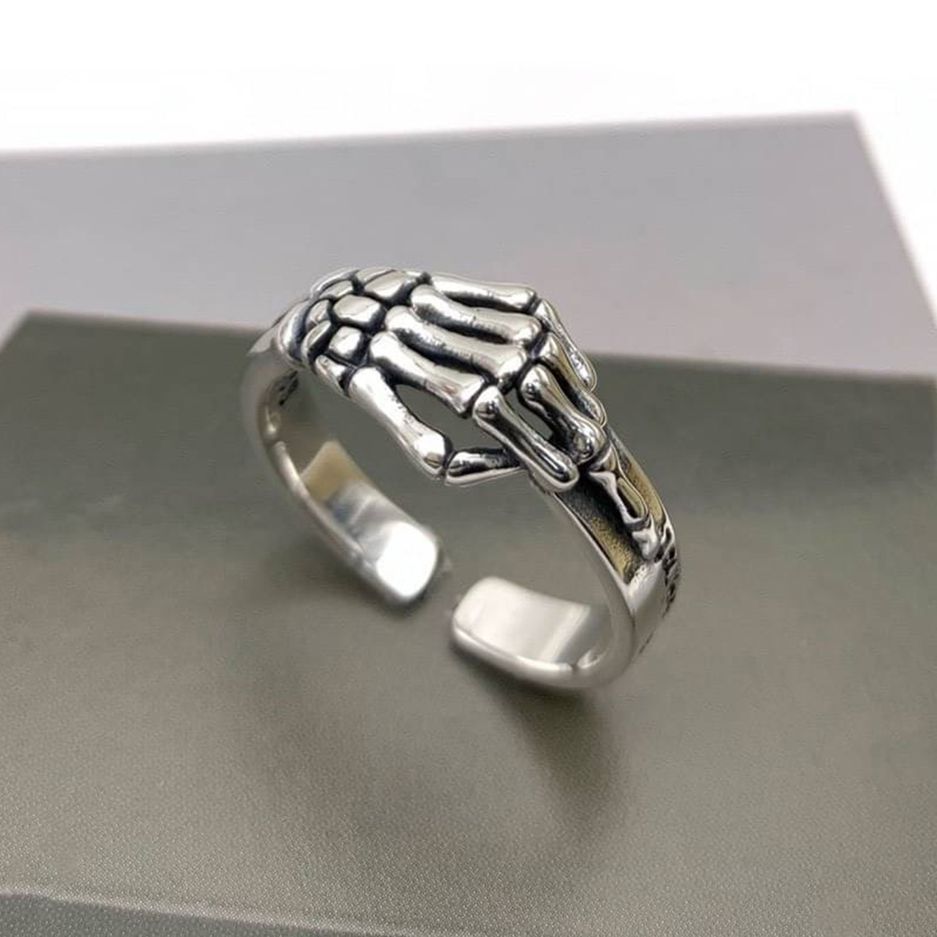 預購-泰國 全925純銀戒指 個性骷髏開口戒指