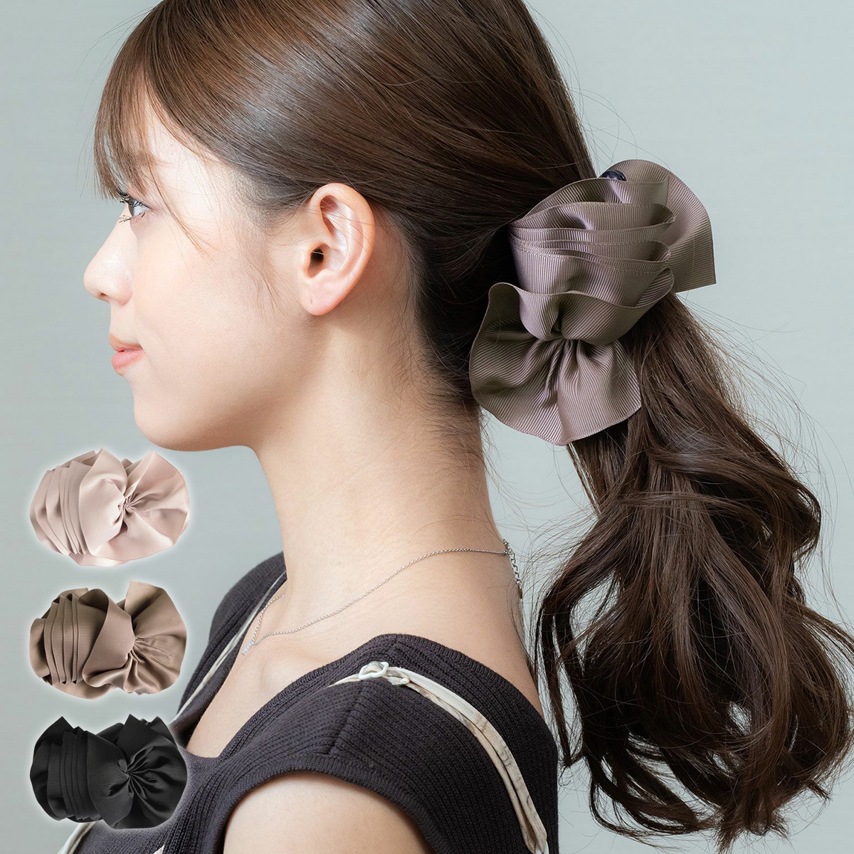 預購-日本製 MUK-Accessories 荷葉邊羅緞防滑相交夾
