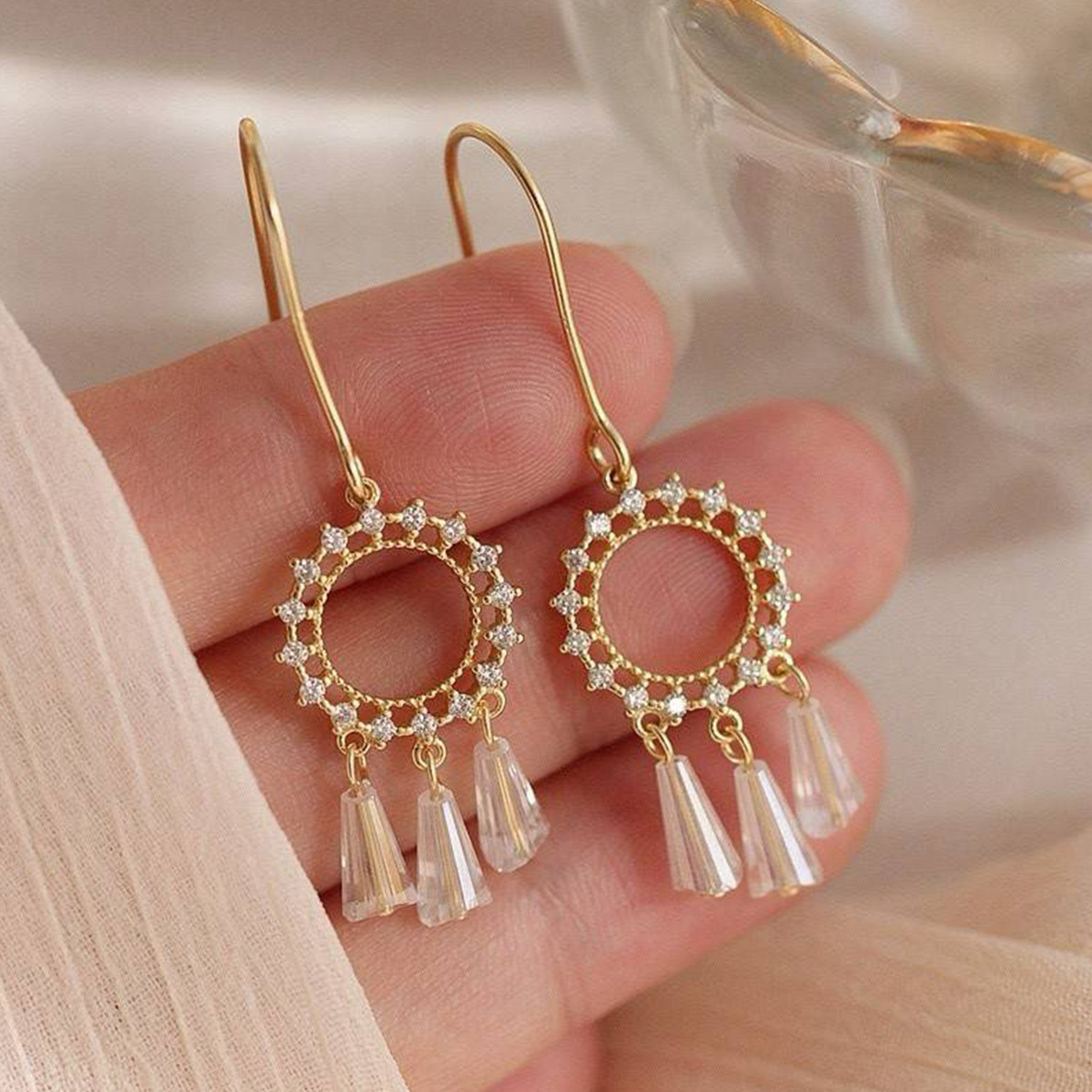 預購-泰國 全925純銀耳環 捕夢網流蘇耳鉤(對)