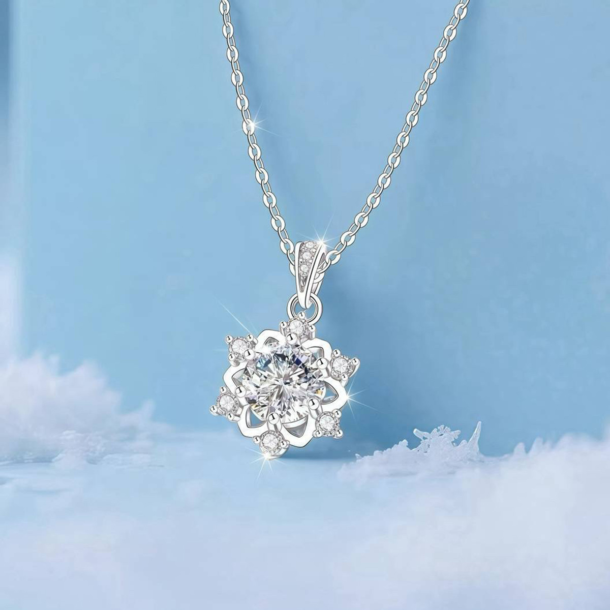 預購-泰國 全925純銀項鍊 精緻閃耀雪花項鍊