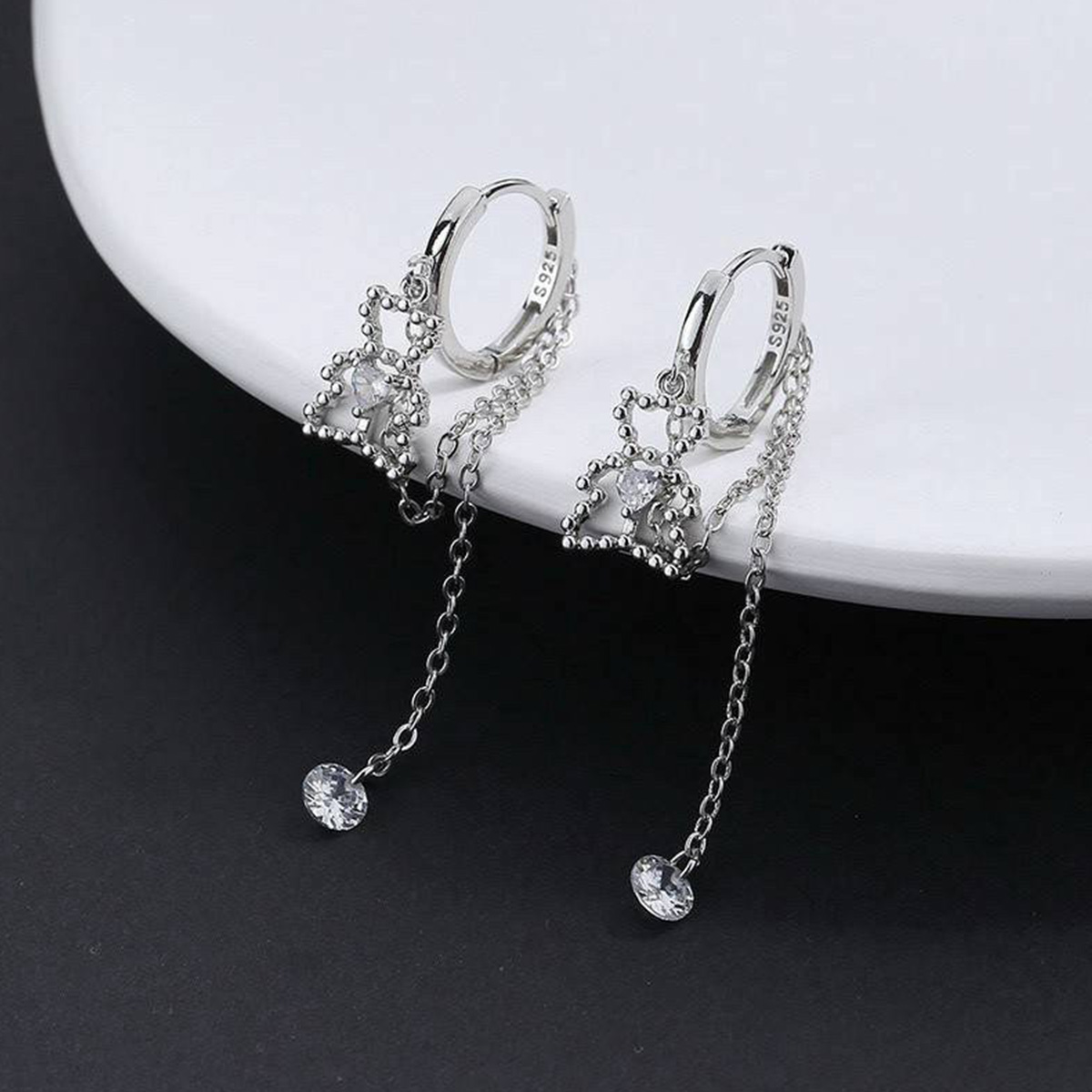 預購-泰國 全925純銀耳環 可愛小熊流蘇耳扣(對)