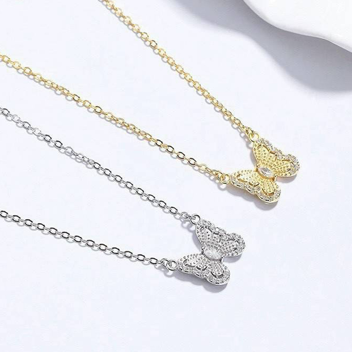 預購-泰國 全925純銀項鍊 輕奢鋯石蝴蝶項鍊