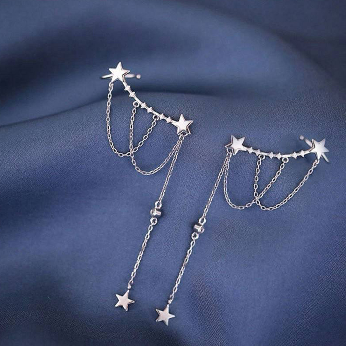 預購-泰國 全925純銀耳環  時尚逐星流蘇耳釘(對)