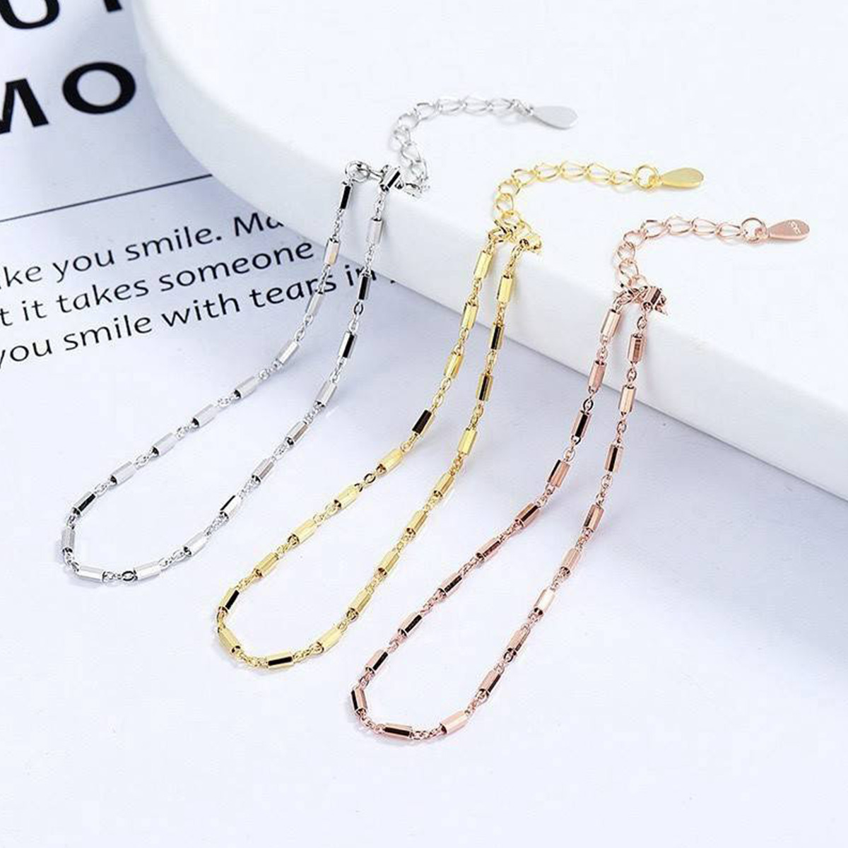 預購-泰國 全925純銀手鍊 簡約百搭小方塊手鍊